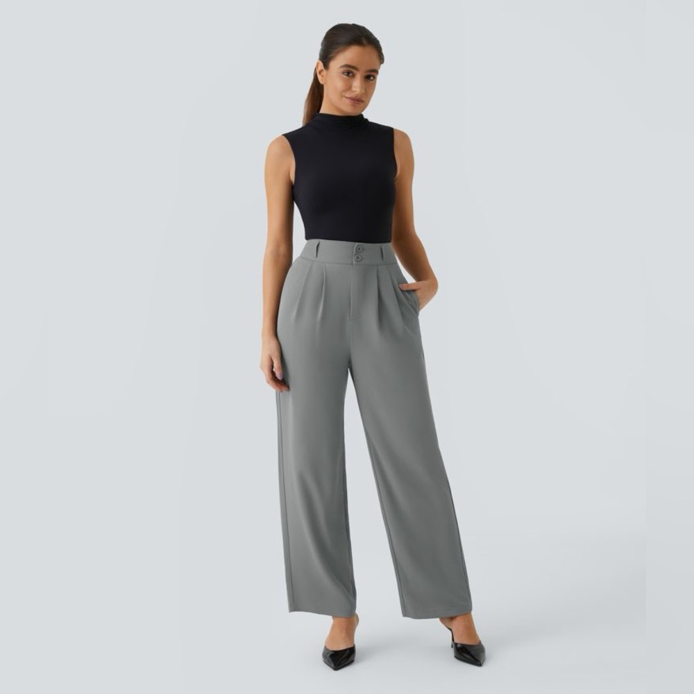 NWT Halara Flex™ High Waisted Shirred Straight Leg Work Pants XL petite